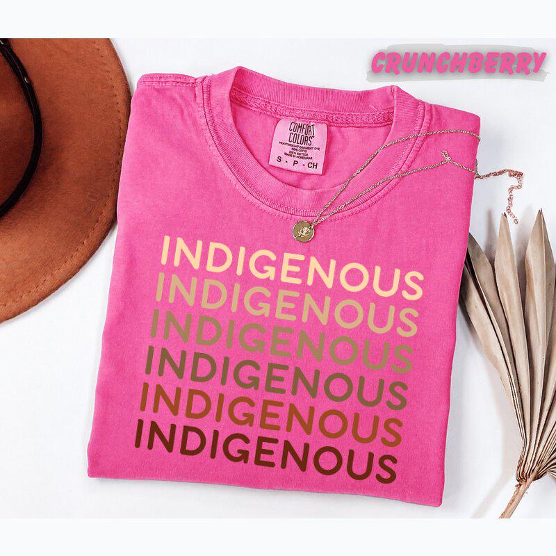 Comfort Colors®  Indigenous Repeat Text T-Shirt Native Pride Shirt Indigenous Rights Tee Earthy Tones Unisex & Youth