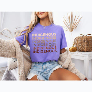 Comfort Colors®  Indigenous Repeat Text T-Shirt Native Pride Shirt Indigenous Rights Tee Earthy Tones Unisex & Youth