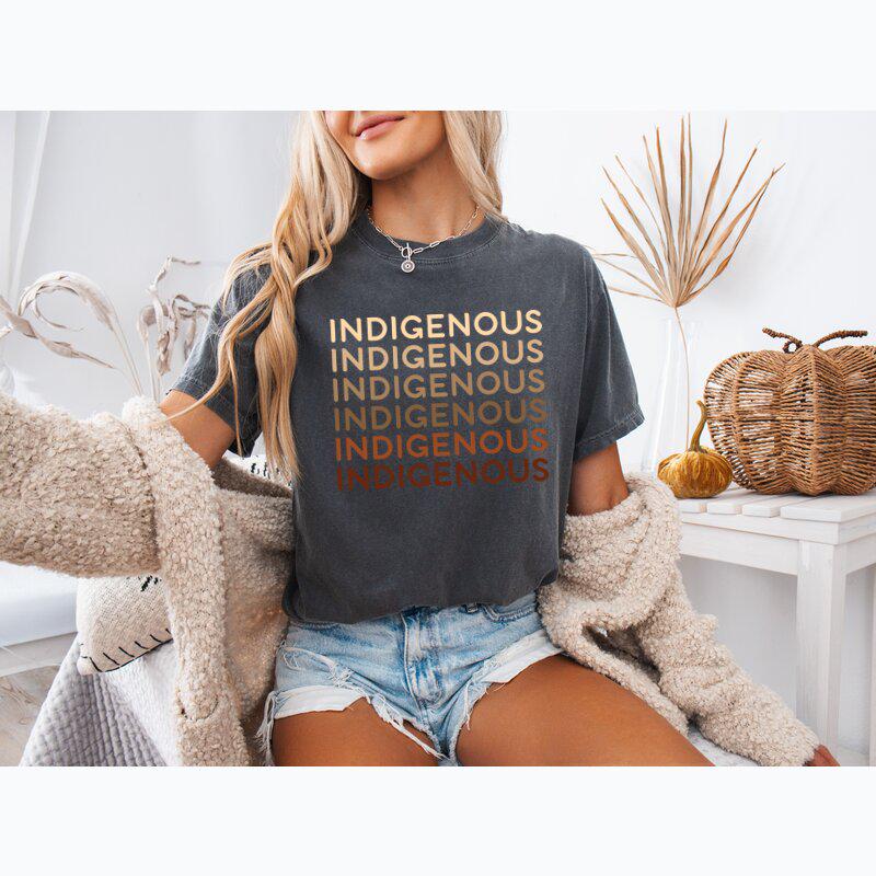 Comfort Colors®  Indigenous Repeat Text T-Shirt Native Pride Shirt Indigenous Rights Tee Earthy Tones Unisex & Youth