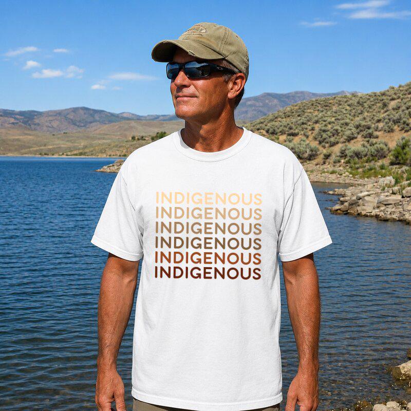 Comfort Colors®  Indigenous Repeat Text T-Shirt Native Pride Shirt Indigenous Rights Tee Earthy Tones Unisex & Youth