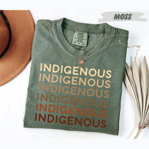 Comfort Colors®  Indigenous Repeat Text T-Shirt Native Pride Shirt Indigenous Rights Tee Earthy Tones Unisex & Youth