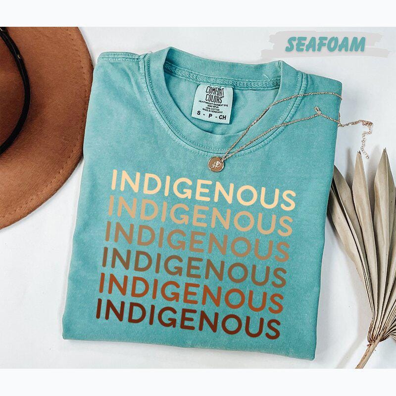 Comfort Colors®  Indigenous Repeat Text T-Shirt Native Pride Shirt Indigenous Rights Tee Earthy Tones Unisex & Youth