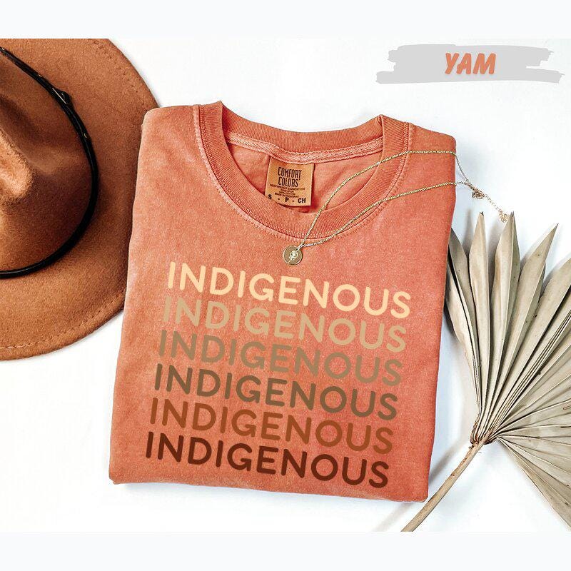 Comfort Colors®  Indigenous Repeat Text T-Shirt Native Pride Shirt Indigenous Rights Tee Earthy Tones Unisex & Youth