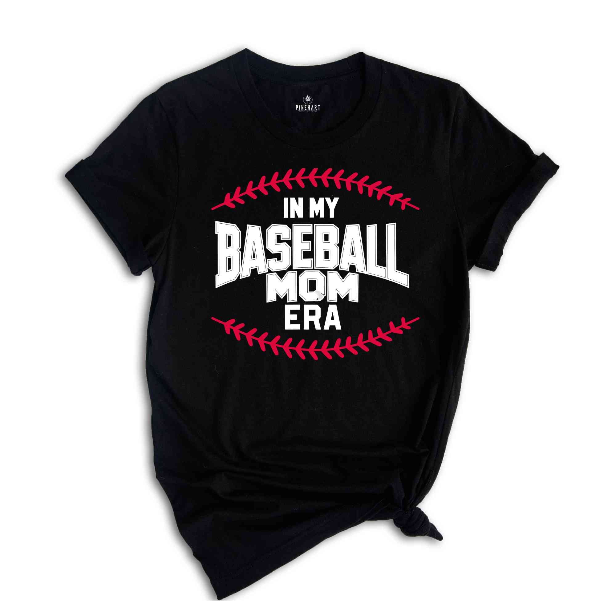 baseball mom gear Custom In My Baseball Mom Era Mother's Day T-shirt, Women's, Size: Small, Black