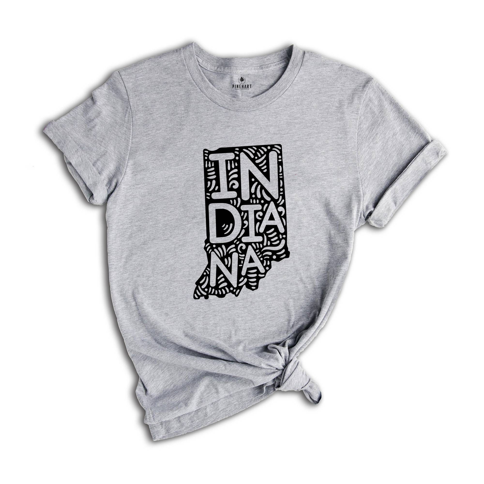 Indiana State Shirt, Indiana State Map Shirt, Indiana Travel Gift, Indiana Apparel, Indiana Tee, Indiana Travel T-Shirt