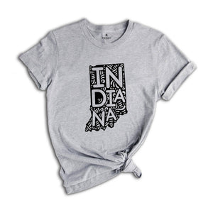 Indiana State Shirt, Indiana State Map Shirt, Indiana Travel Gift, Indiana Apparel, Indiana Tee, Indiana Travel T-Shirt