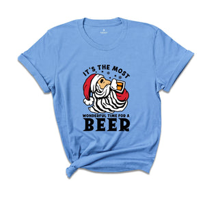 It's The Most Wonderful Time for A Beer Shirt, Christmas Beer Tee, Funny Santa Beer T-Shirt, Beer Dad Gift, Funny Drinking Shirt