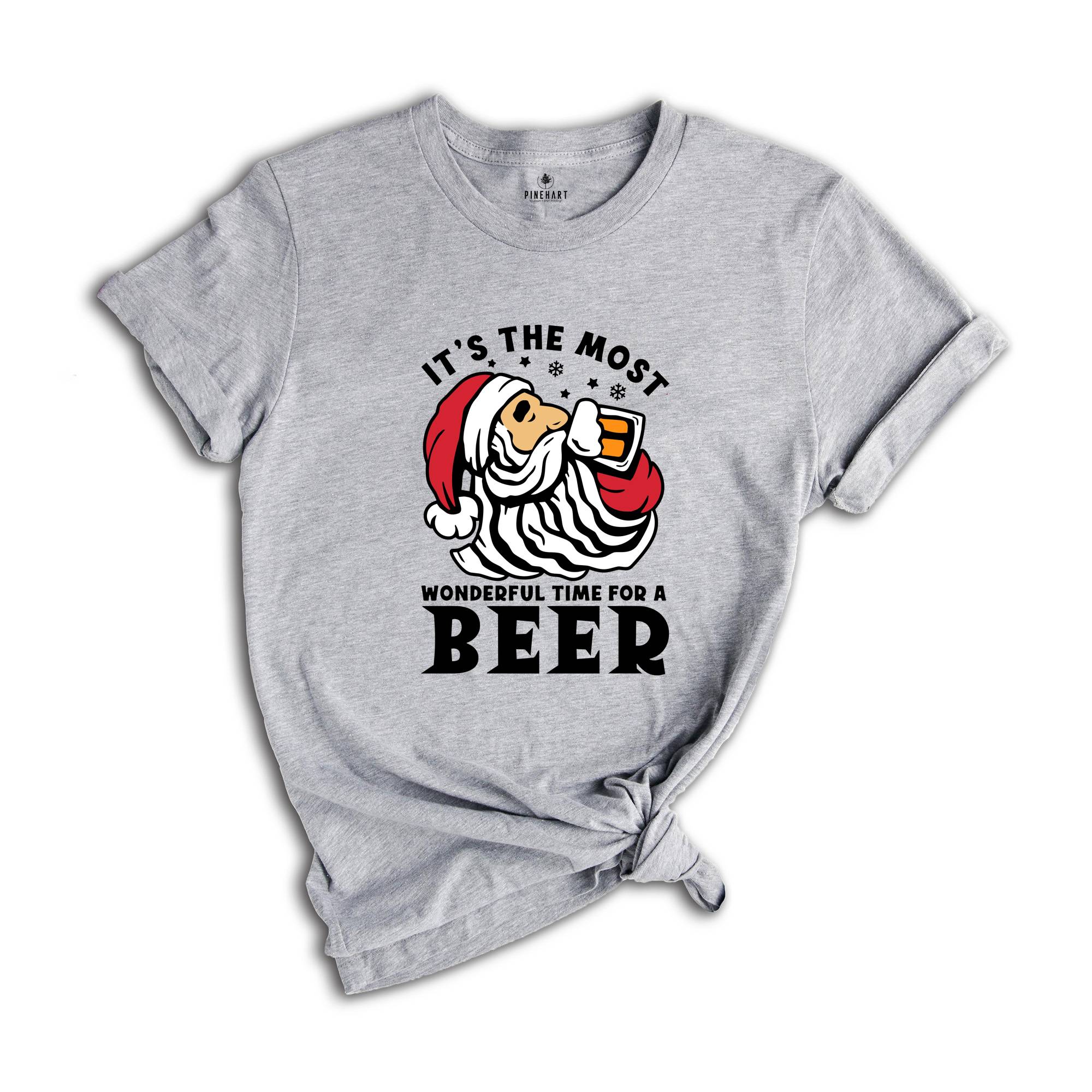 It's The Most Wonderful Time for A Beer Shirt, Christmas Beer Tee, Funny Santa Beer T-Shirt, Beer Dad Gift, Funny Drinking Shirt
