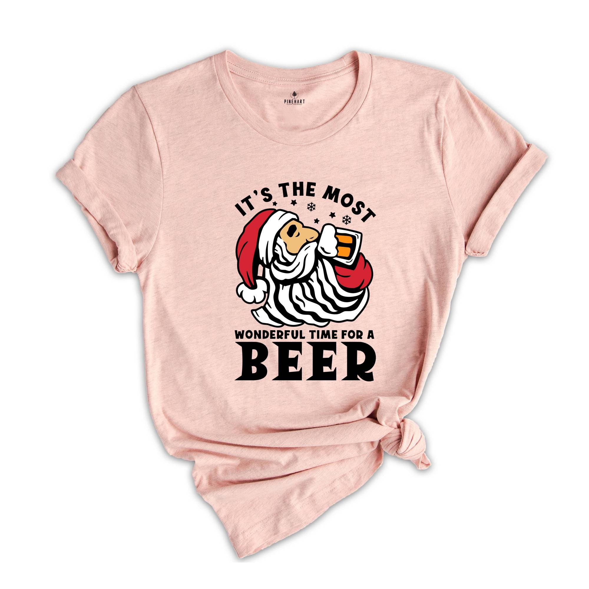 It's The Most Wonderful Time for A Beer Shirt, Christmas Beer Tee, Funny Santa Beer T-Shirt, Beer Dad Gift, Funny Drinking Shirt