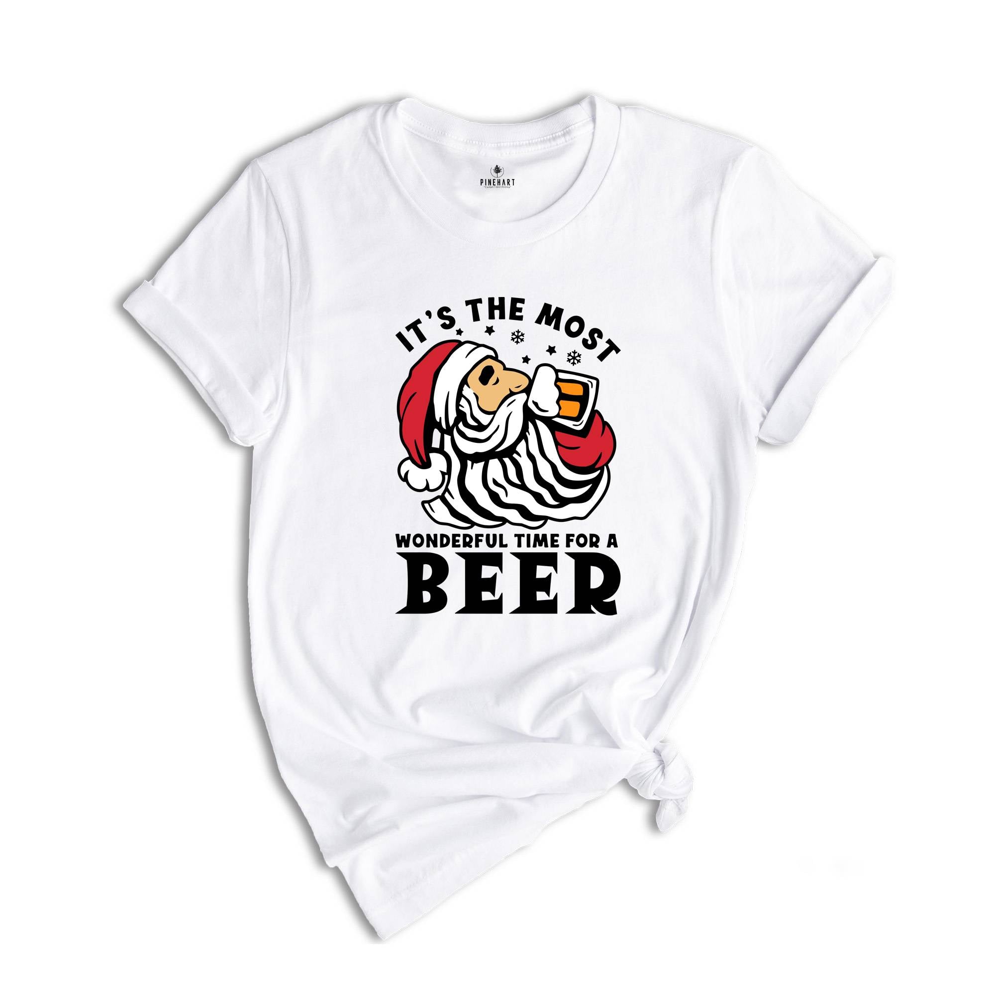 It's The Most Wonderful Time for A Beer Shirt, Christmas Beer Tee, Funny Santa Beer T-Shirt, Beer Dad Gift, Funny Drinking Shirt