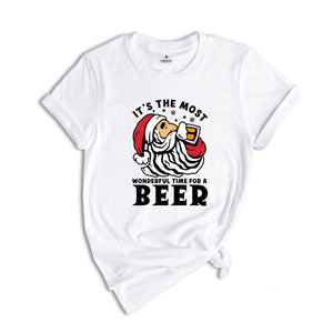 It's The Most Wonderful Time for A Beer Shirt, Christmas Beer Tee, Funny Santa Beer T-Shirt, Beer Dad Gift, Funny Drinking Shirt
