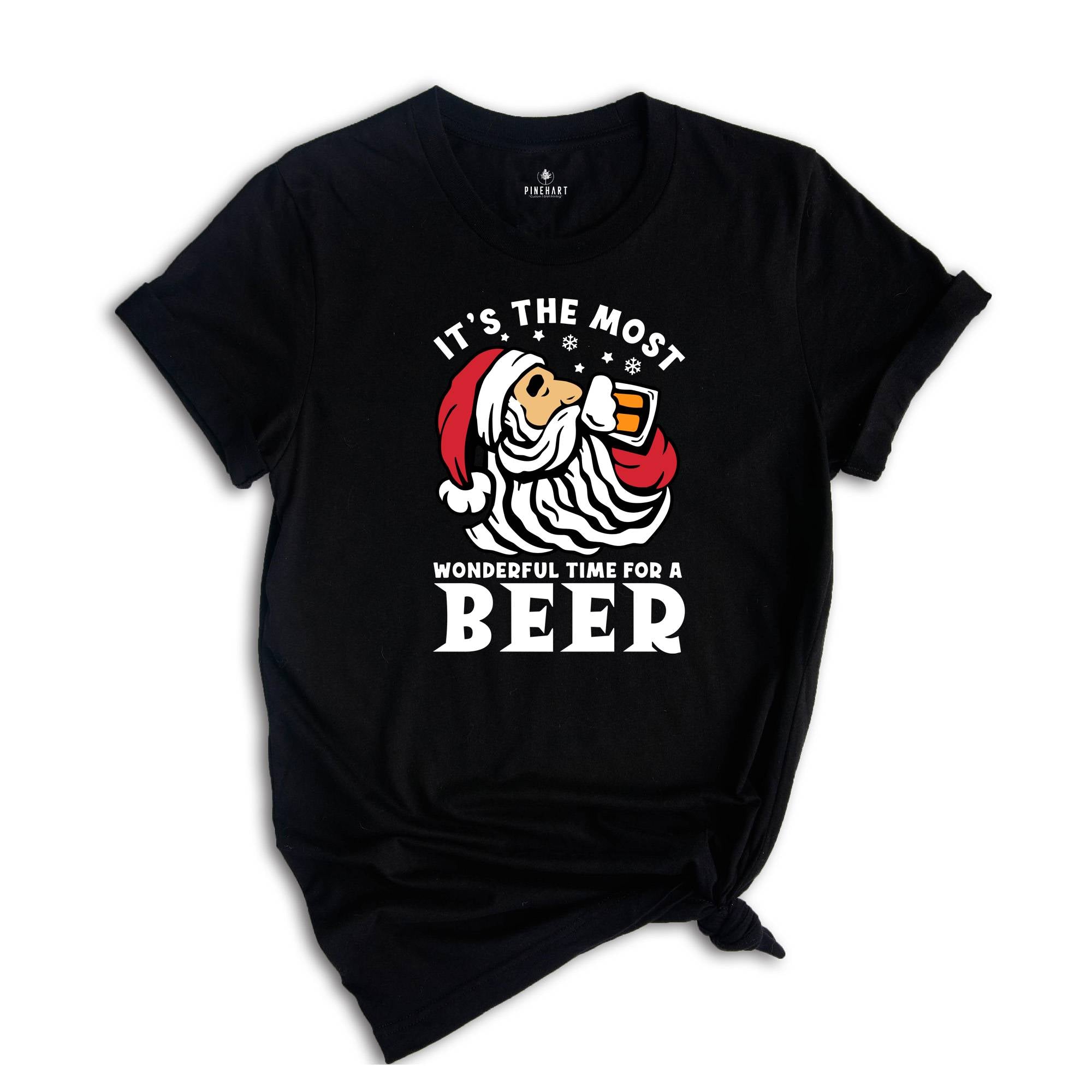 It's The Most Wonderful Time for A Beer Shirt, Christmas Beer Tee, Funny Santa Beer T-Shirt, Beer Dad Gift, Funny Drinking Shirt