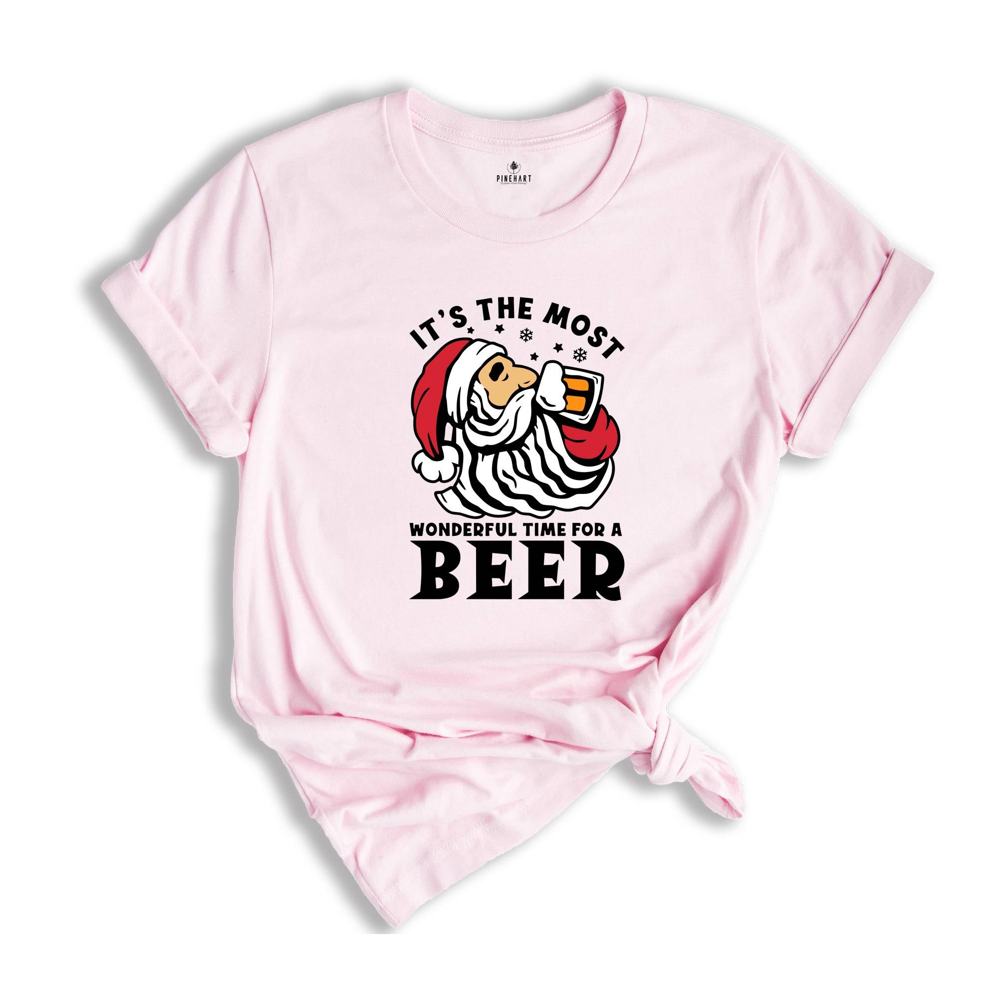 It's The Most Wonderful Time for A Beer Shirt, Christmas Beer Tee, Funny Santa Beer T-Shirt, Beer Dad Gift, Funny Drinking Shirt