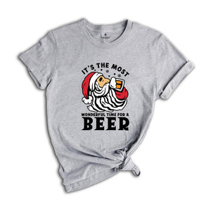 It's The Most Wonderful Time for A Beer Shirt, Christmas Beer Tee, Funny Santa Beer T-Shirt, Beer Dad Gift, Funny Drinking Shirt