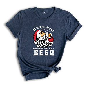 It's The Most Wonderful Time for A Beer Shirt, Christmas Beer Tee, Funny Santa Beer T-Shirt, Beer Dad Gift, Funny Drinking Shirt