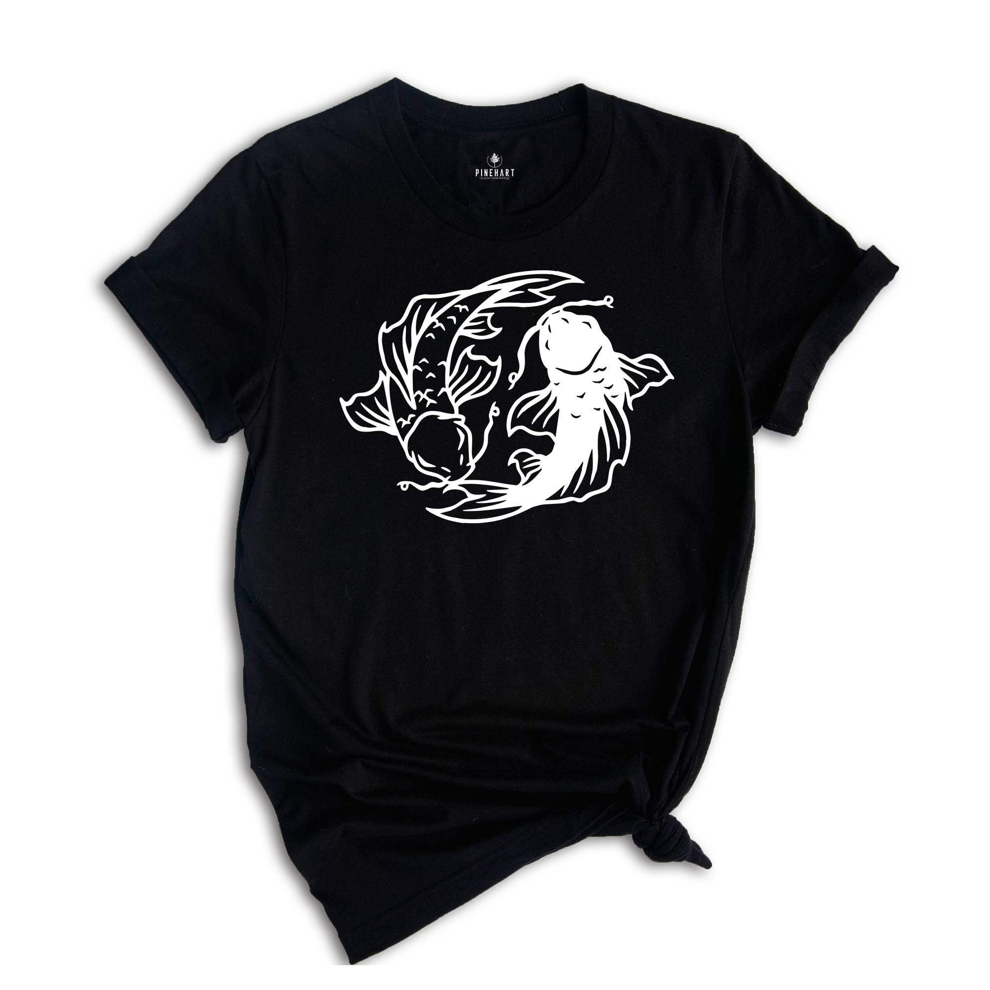 Japanese Koi Fish T-shirt, Black and White Koi Shirt, Koi Fish Sweatshirt, Fish Lover Tee, Fish Lover Gift, Japanese Street Wear