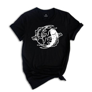 Japanese Koi Fish T-shirt, Black and White Koi Shirt, Koi Fish Sweatshirt, Fish Lover Tee, Fish Lover Gift, Japanese Street Wear