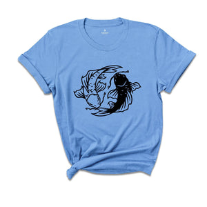 Japanese Koi Fish T-shirt, Black and White Koi Shirt, Koi Fish Sweatshirt, Fish Lover Tee, Fish Lover Gift, Japanese Street Wear