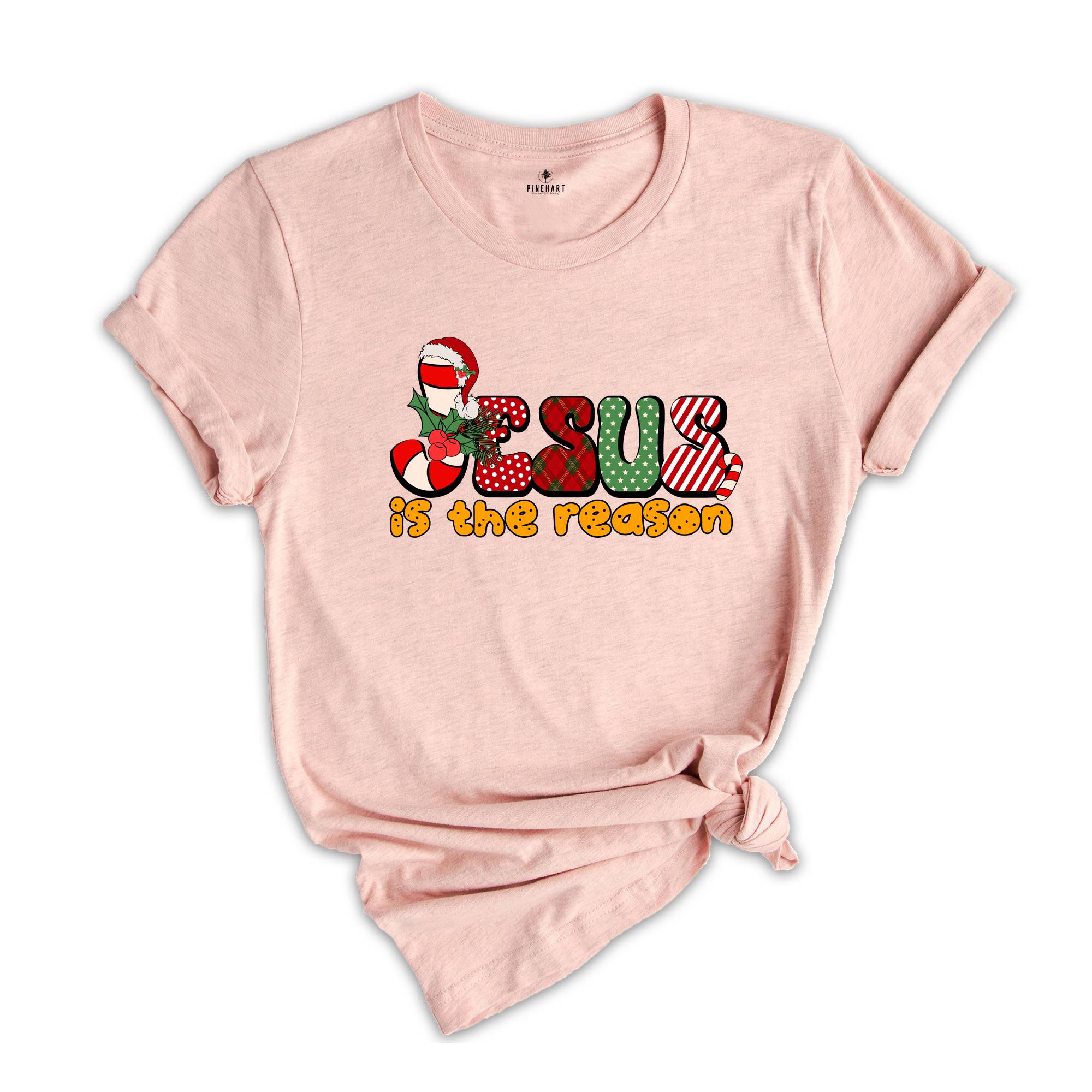 Jesus is the Reason Shirt, Christmas Jesus Shirt, Religious Shirt, Christmas Sweatshirt, Christmas Outfit, Candy Cane Shirt