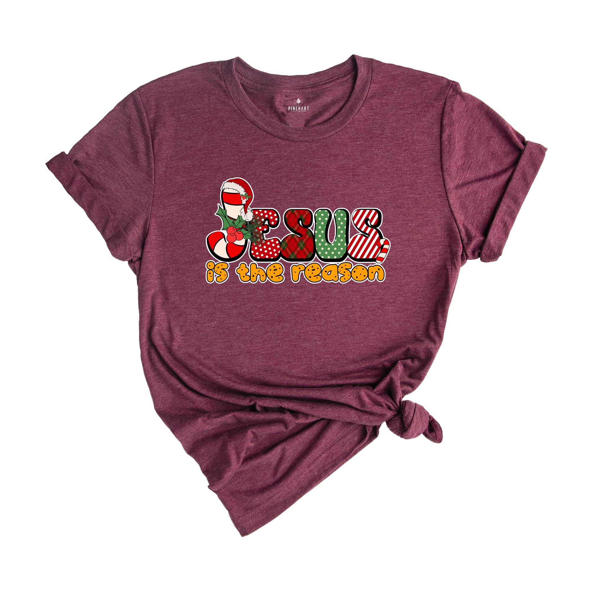 Jesus is the Reason Shirt, Christmas Jesus Shirt, Religious Shirt, Christmas Sweatshirt, Christmas Outfit, Candy Cane Shirt