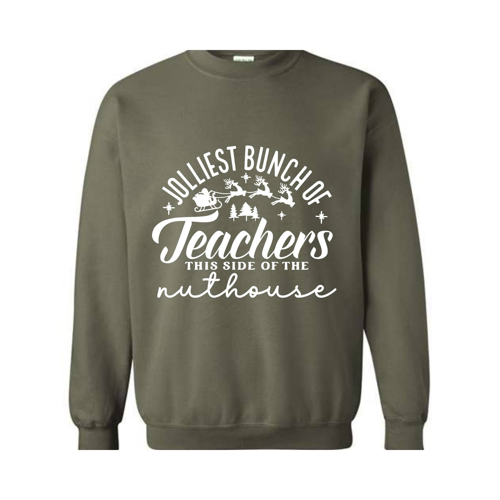 Jolliest Bunch of Teachers Sweatshirt, Teacher Christmas Sweater, School Christmas Sweatshirt, Xmas Teacher