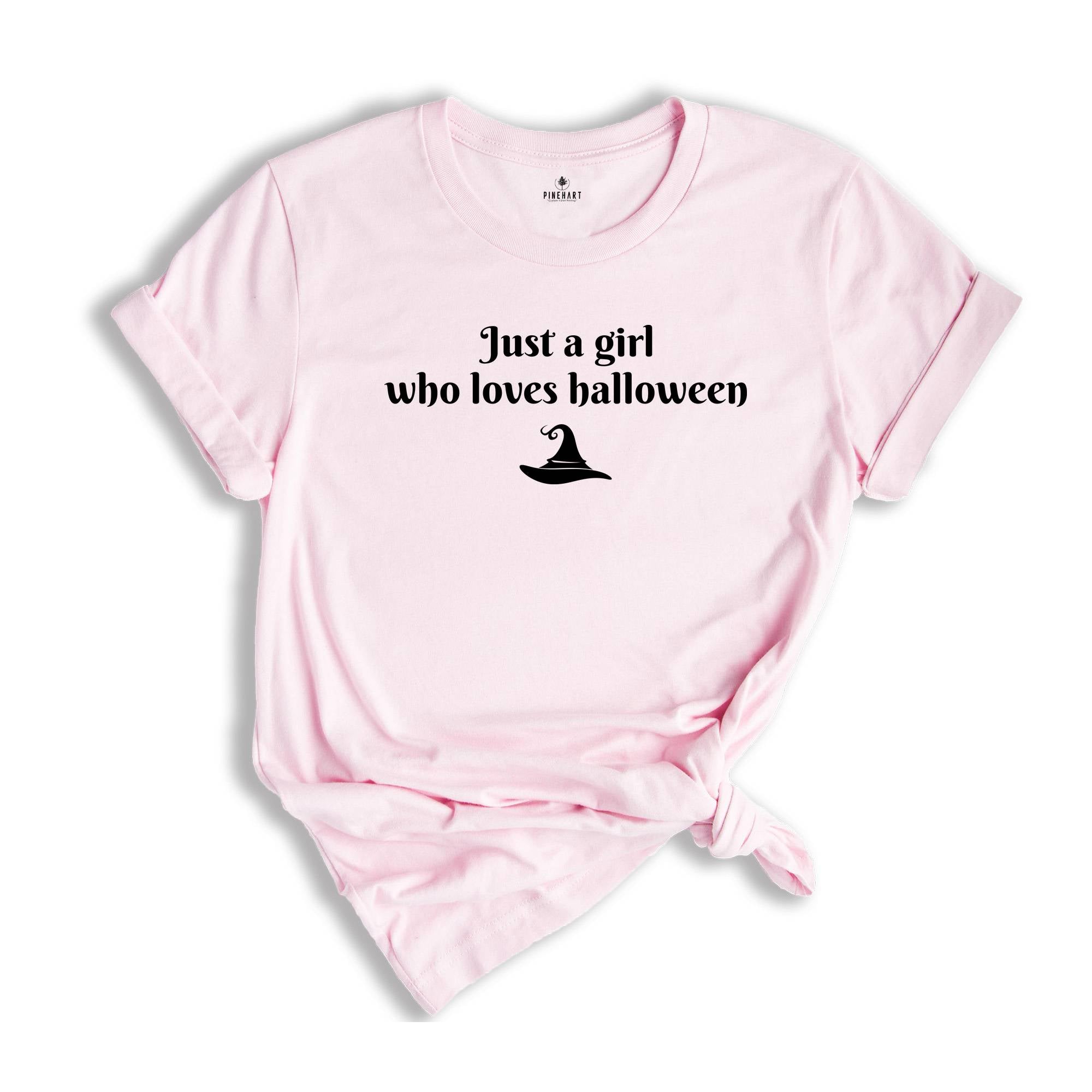 Just a Girl Who Loves Halloween Shirt, Minimalistic Fall Shirt, Cute Halloween Tee, Halloween Shirt, Halloween T-Shirt