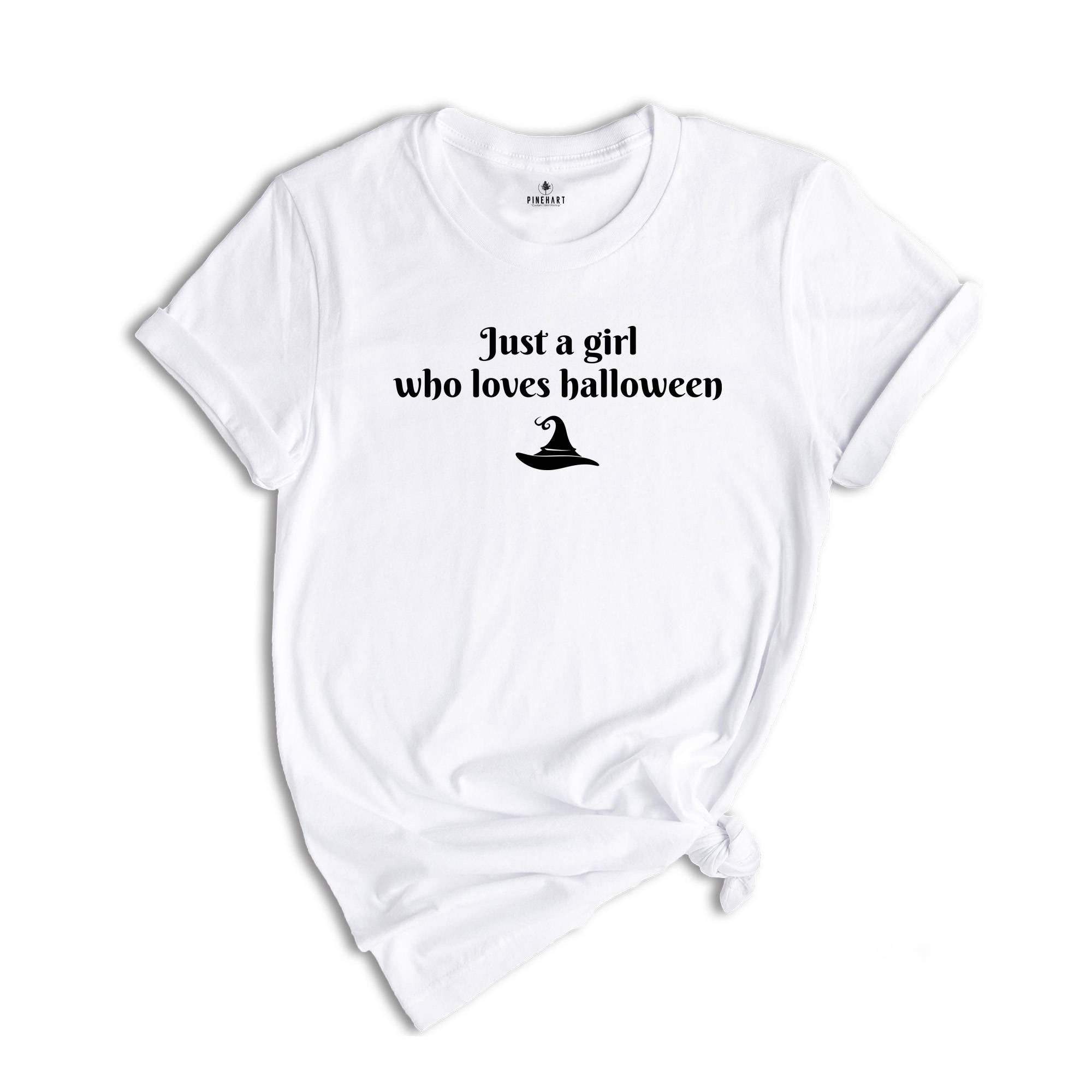 Just a Girl Who Loves Halloween Shirt, Minimalistic Fall Shirt, Cute Halloween Tee, Halloween Shirt, Halloween T-Shirt