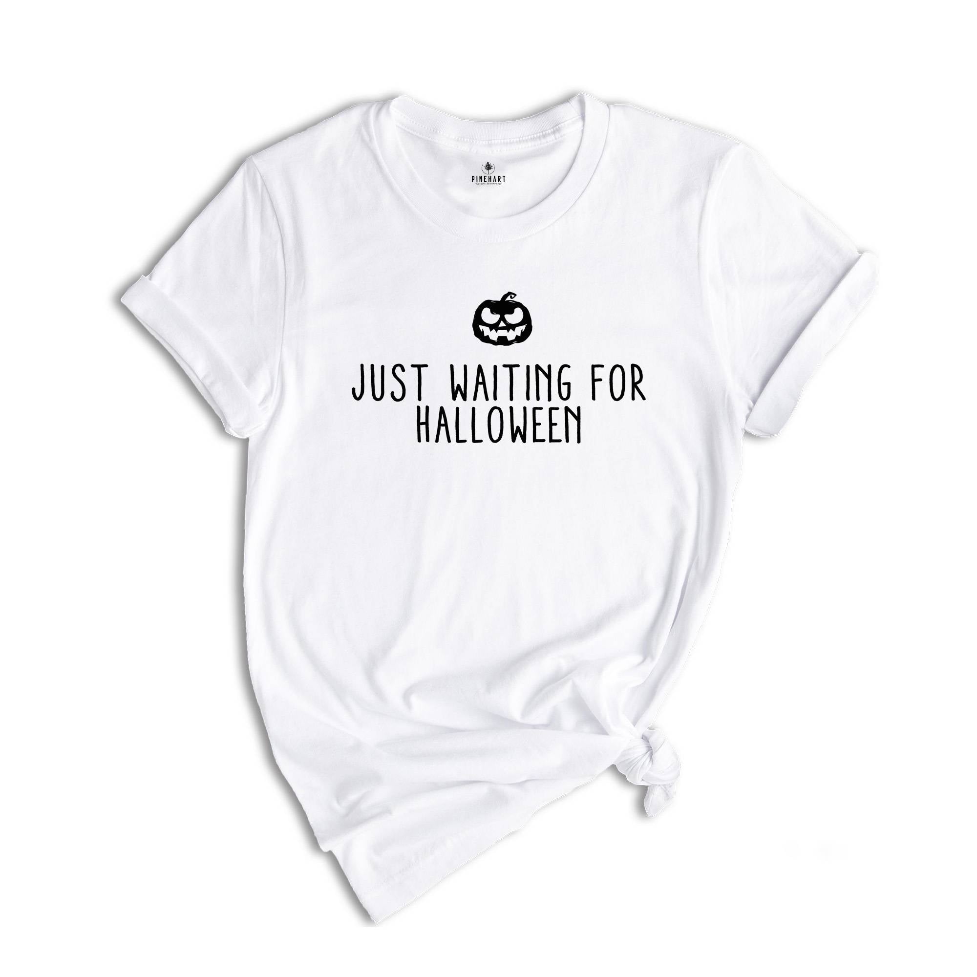 Just Waiting For Halloween Shirt, Spooky Season, Vintage Halloween T-shirt, Simple Halloween Shirt, Mom Fall Halloween Pumpkin Shirts