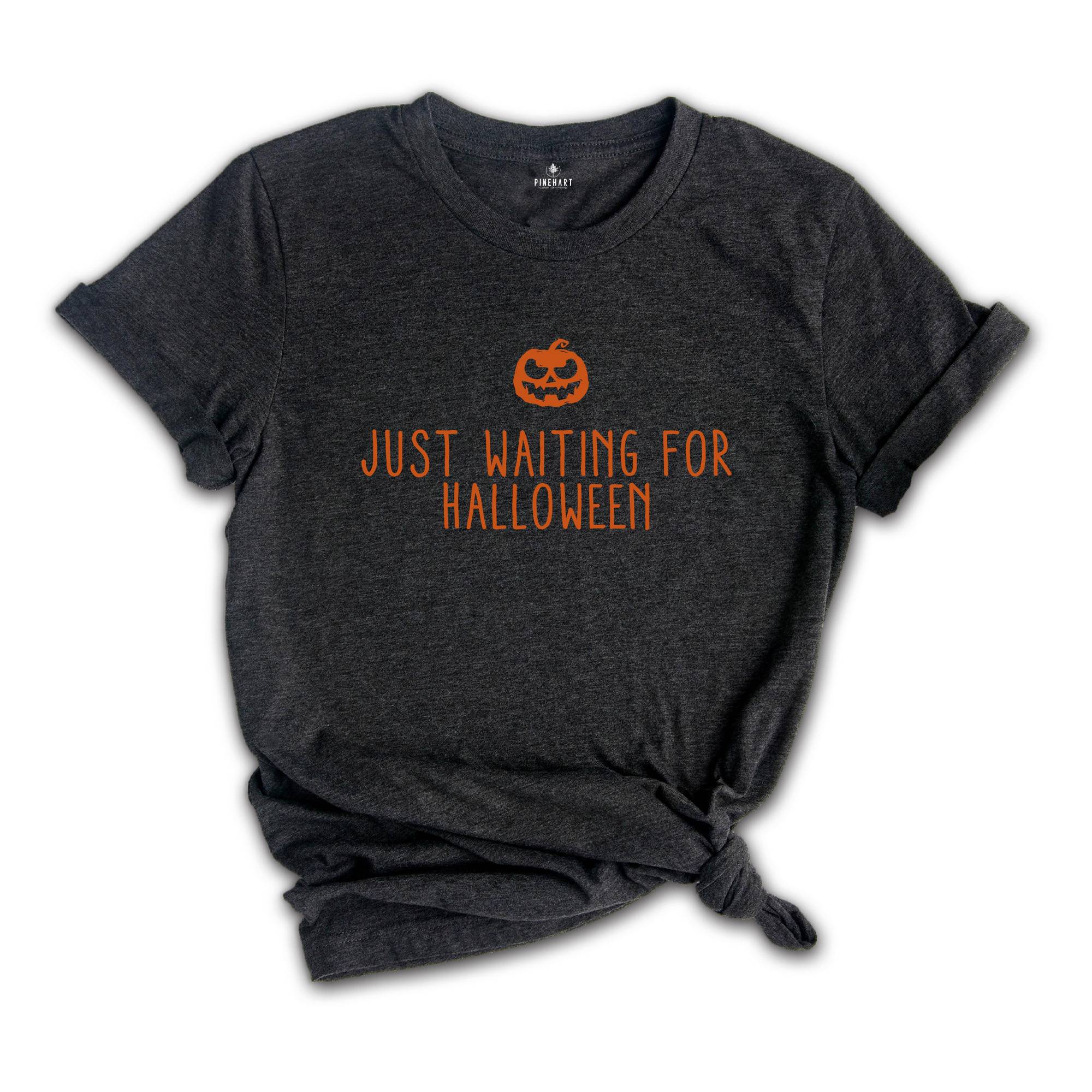 Just Waiting For Halloween Shirt, Spooky Season, Vintage Halloween T-shirt, Simple Halloween Shirt, Mom Fall Halloween Pumpkin Shirts