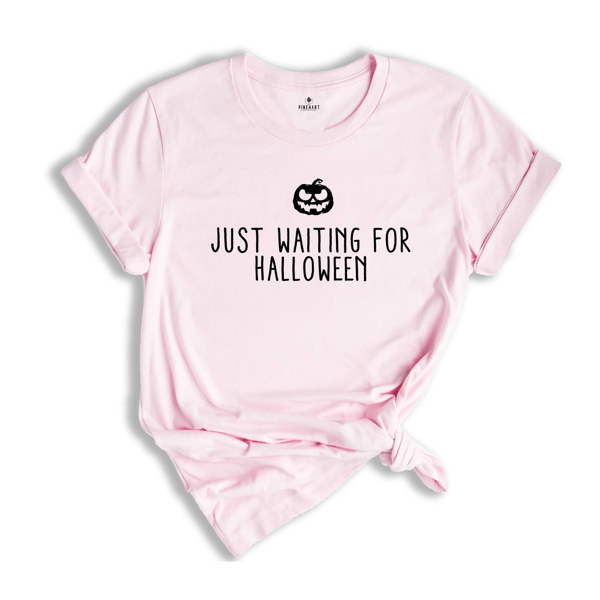 Just Waiting For Halloween Shirt, Spooky Season, Vintage Halloween T-shirt, Simple Halloween Shirt, Mom Fall Halloween Pumpkin Shirts
