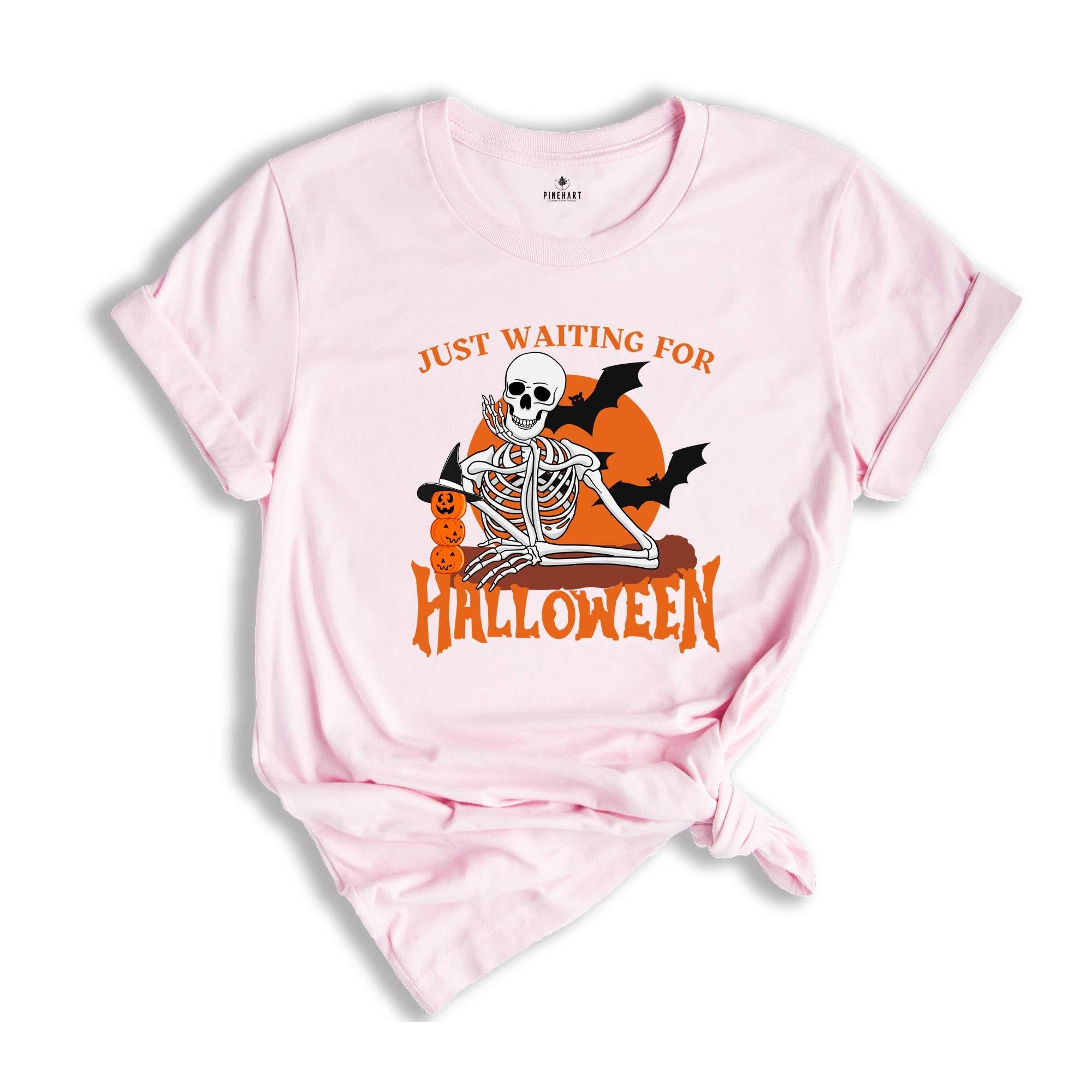 Just Waiting for Halloween Shirt, Halloween Tee, Funny Halloween Shirt, Skeleton Halloween Tee, Skeleton Dancing Shirt, Tis The Season Tee