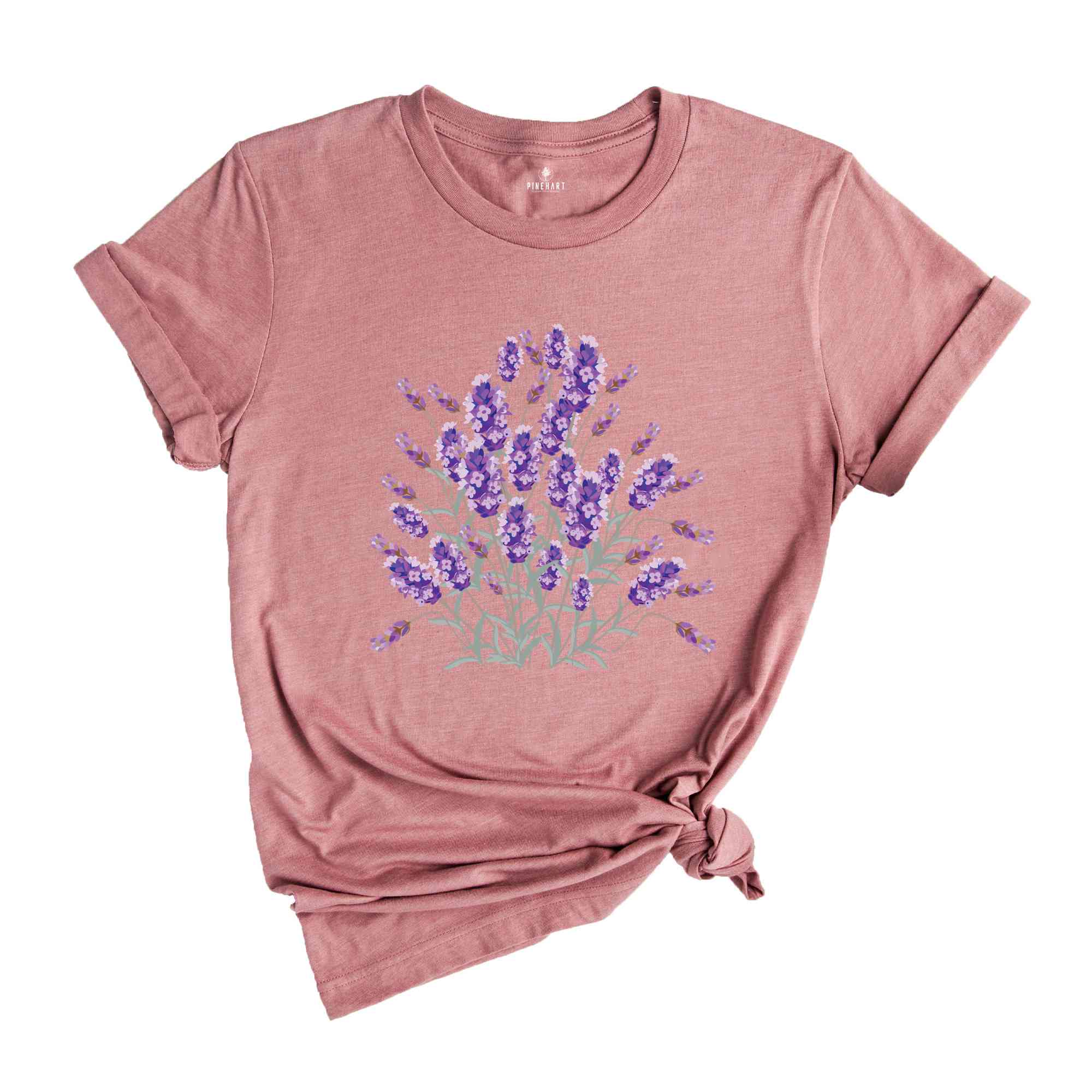 lavender flower shirt Lavender Flower Shirt, Vintage Lavender Flower Shirt, Boho Wildflowers Shirt, Vintage Botanical Flower Shirt, Gardening Shirt, Nature Shirt Mauve