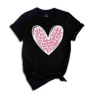 Leopard Heart T-Shirt, Heart Shirt, Love Shirt, Leopard Print Shirt, Leopard Print Shirt, Cute Heart Shirt For Women