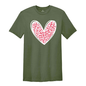 Leopard Heart T-Shirt, Heart Shirt, Love Shirt, Leopard Print Shirt, Leopard Print Shirt, Cute Heart Shirt For Women