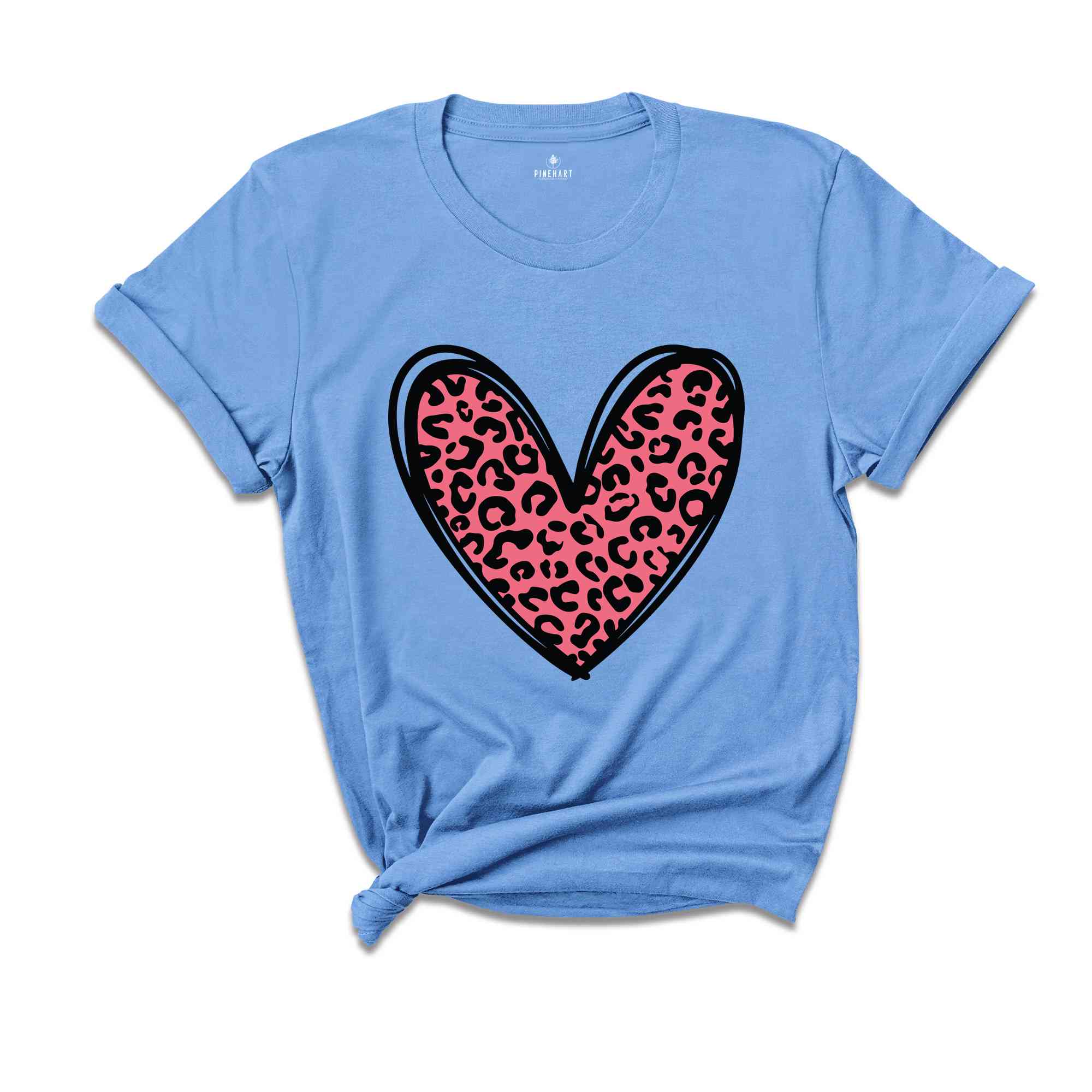 Leopard Heart T-Shirt, Heart Shirt, Love Shirt, Leopard Print Shirt, Leopard Print Shirt, Cute Heart Shirt For Women