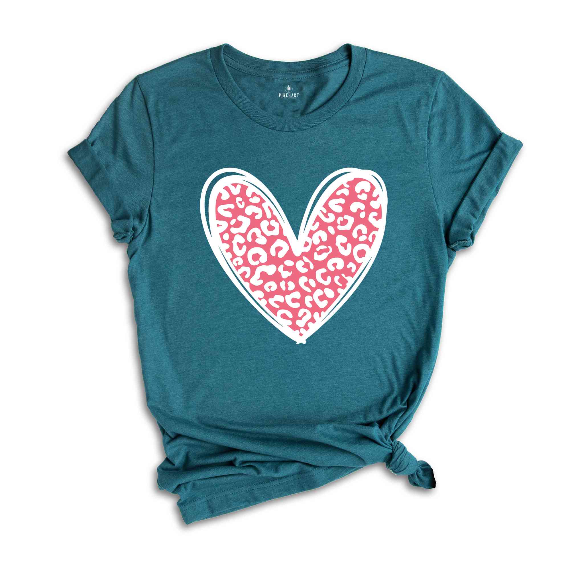 Leopard Heart T-Shirt, Heart Shirt, Love Shirt, Leopard Print Shirt, Leopard Print Shirt, Cute Heart Shirt For Women