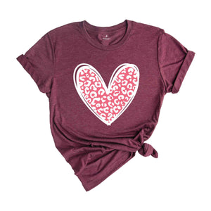 Leopard Heart T-Shirt, Heart Shirt, Love Shirt, Leopard Print Shirt, Leopard Print Shirt, Cute Heart Shirt For Women