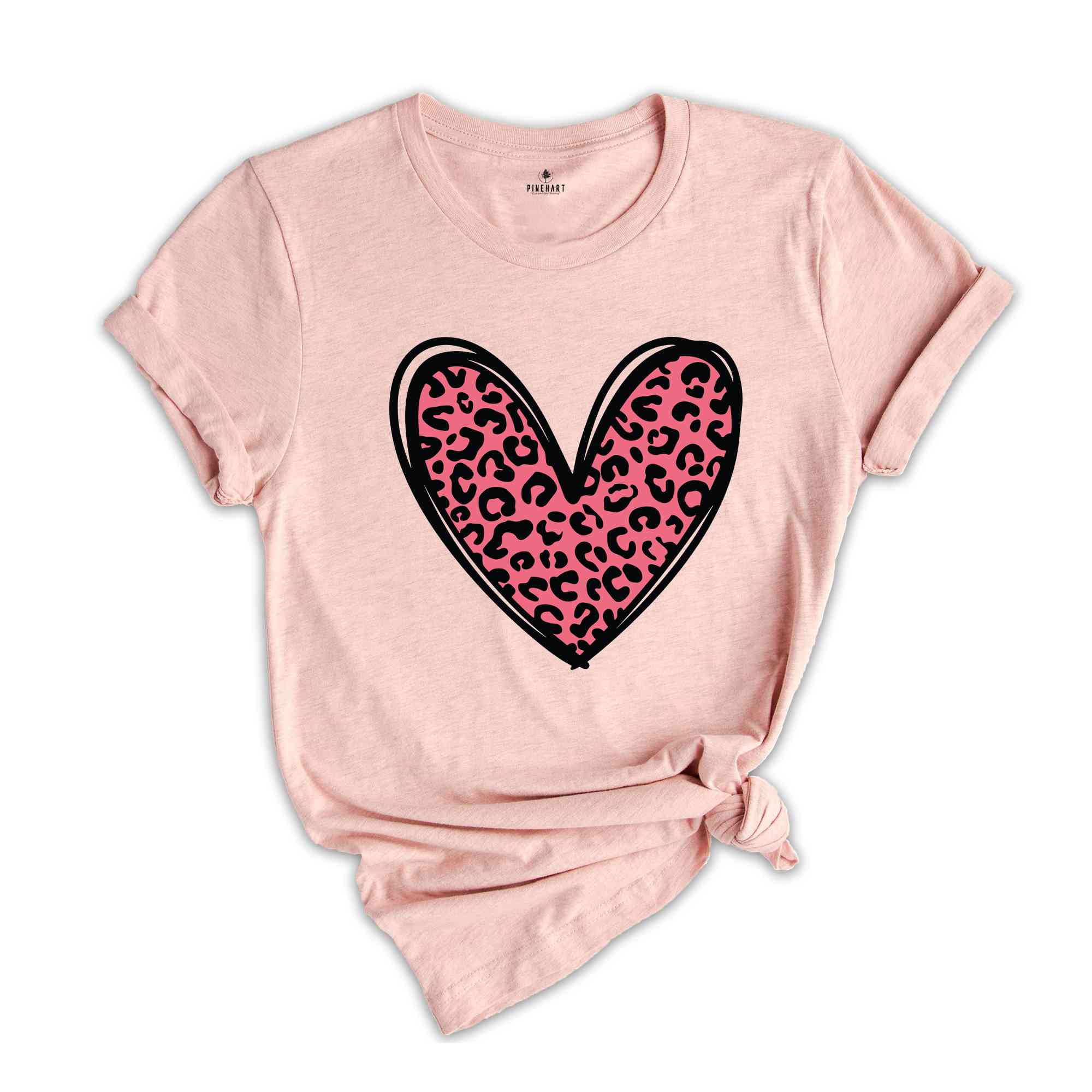 Leopard Heart T-Shirt, Heart Shirt, Love Shirt, Leopard Print Shirt, Leopard Print Shirt, Cute Heart Shirt For Women