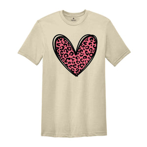 Leopard Heart T-Shirt, Heart Shirt, Love Shirt, Leopard Print Shirt, Leopard Print Shirt, Cute Heart Shirt For Women