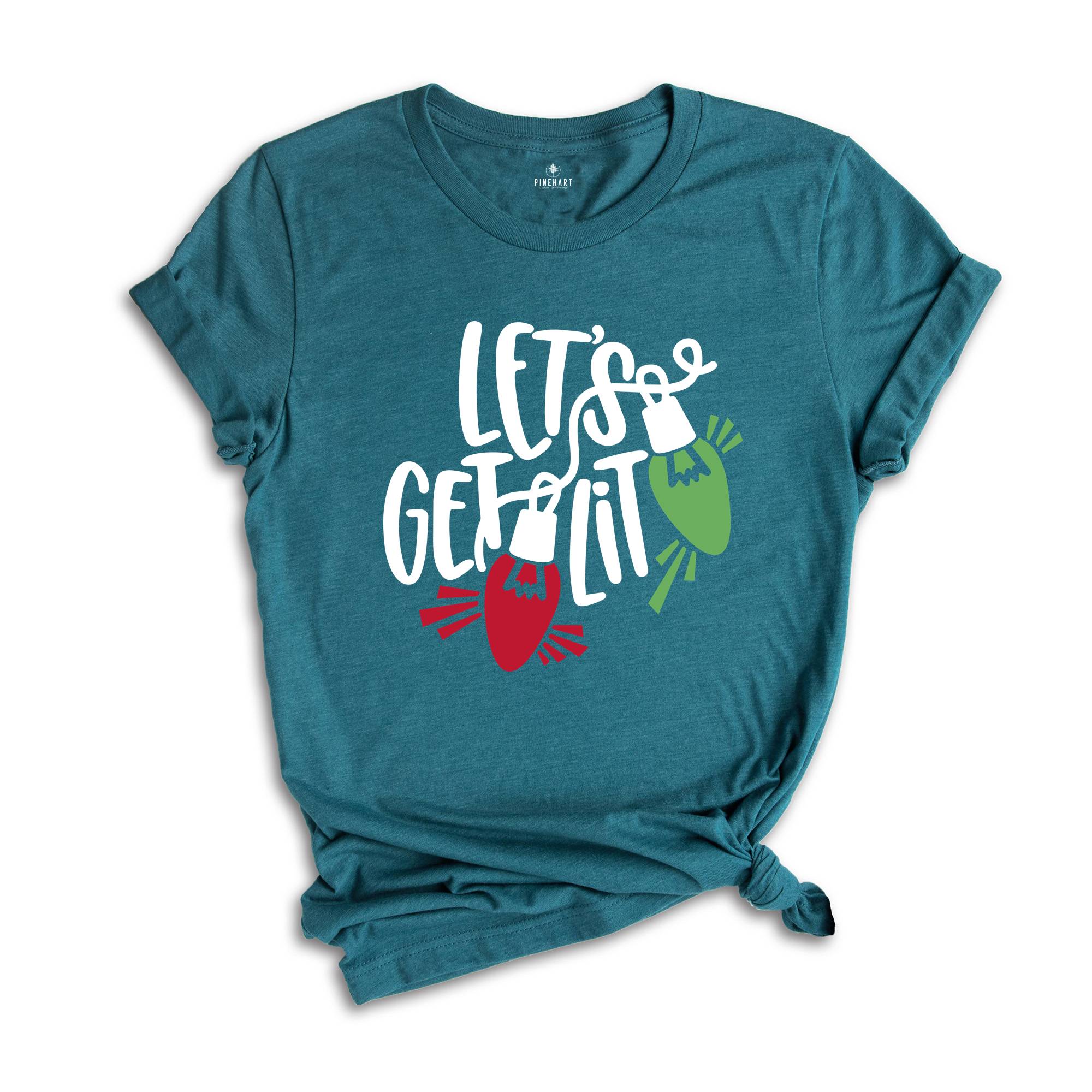 Let's Get Lit Shirt, Christmas Lights Shirt, Christmas Shirt, Christmas Party Shirt, Christmas Family Shirt, Mistletoe Xmas Lights Shirt