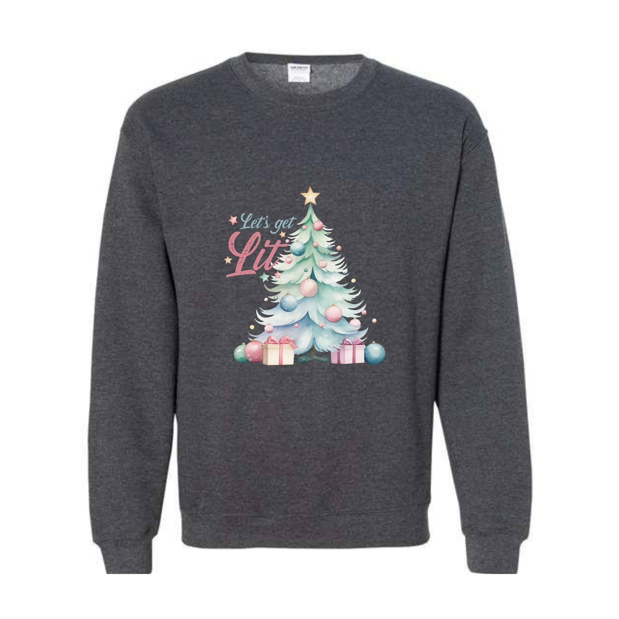 Let's Get Lit Sweatshirt, Cute Christmas Sweatshirt, Christmas Tree Sweatshirt, Christmas Gift, Holiday Sweater, Xmas Gift, Women Christmas