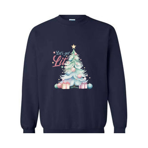 Let's Get Lit Sweatshirt, Cute Christmas Sweatshirt, Christmas Tree Sweatshirt, Christmas Gift, Holiday Sweater, Xmas Gift, Women Christmas
