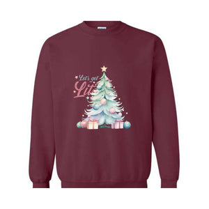 Let's Get Lit Sweatshirt, Cute Christmas Sweatshirt, Christmas Tree Sweatshirt, Christmas Gift, Holiday Sweater, Xmas Gift, Women Christmas