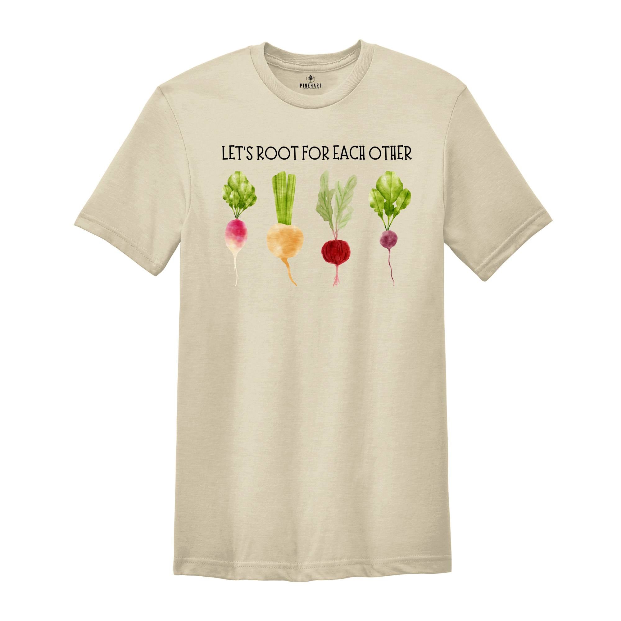 Lets Roots For Each Other Vegetable Shirt, Uplifting T Shirt, Spring Time, Gardening Tee, Turnip Gift, Carrot Outfit, Black Carrot Tee