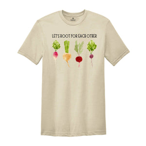 Lets Roots For Each Other Vegetable Shirt, Uplifting T Shirt, Spring Time, Gardening Tee, Turnip Gift, Carrot Outfit, Black Carrot Tee