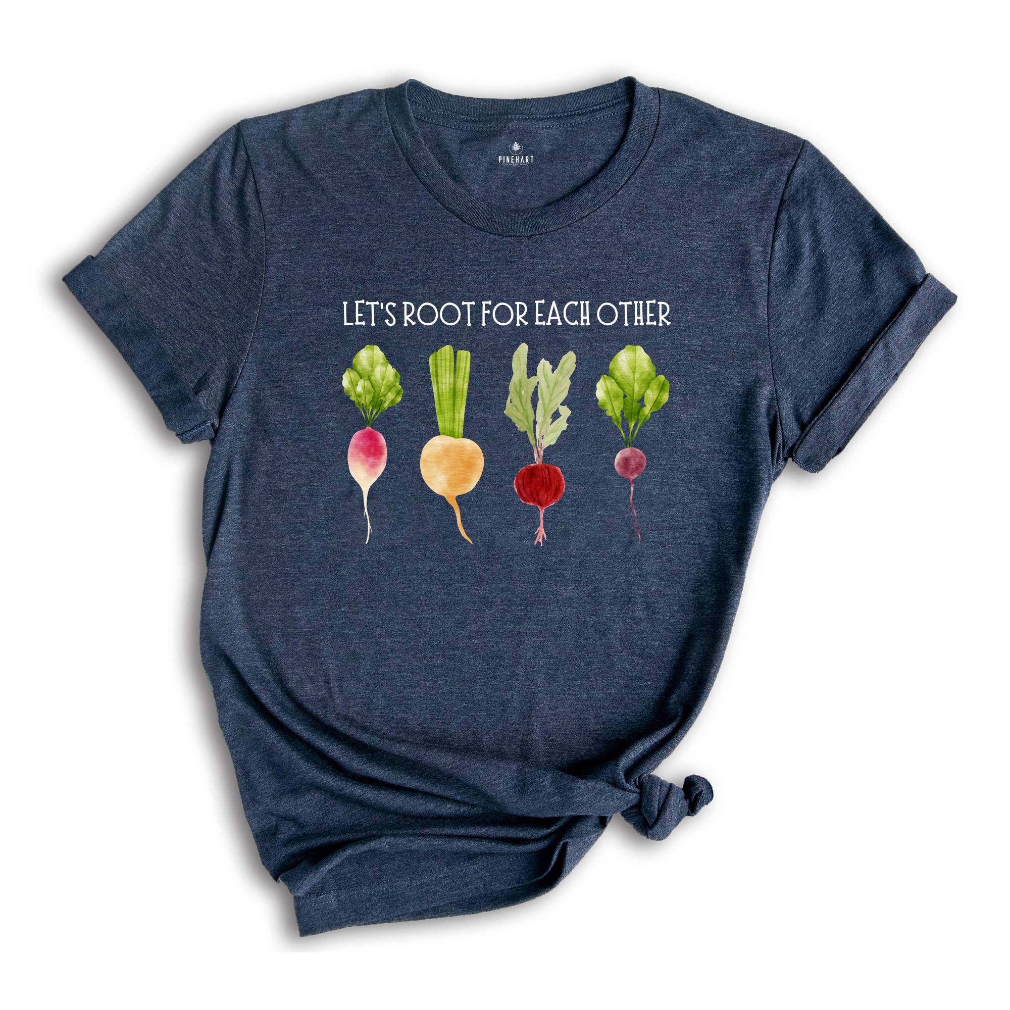 Lets Roots For Each Other Vegetable Shirt, Uplifting T Shirt, Spring Time, Gardening Tee, Turnip Gift, Carrot Outfit, Black Carrot Tee