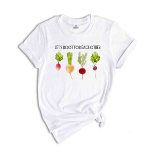 Lets Roots For Each Other Vegetable Shirt, Uplifting Tshirt, Gardening Tee, Turnip Gift, Carrot Outfit, Black Carrot Tee