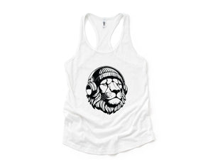 Lion Tank Top, Music Tank Top, Animals Lover Tank Top, Cute Animal Tank Top, Cat Lover Tank Top, Big Cat Tank Top, Music Cat Tank Top