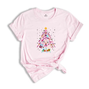 Makeup Artist Christmas Tree T-shirt, Christmas Esthetician Shirt, Cosmetology Beautician Tee, Cosmetologist Gift, Christmas Gift