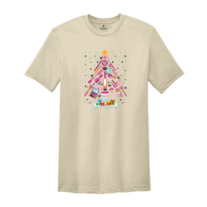 Makeup Artist Christmas Tree T-shirt, Christmas Esthetician Shirt, Cosmetology Beautician Tee, Cosmetologist Gift, Christmas Gift